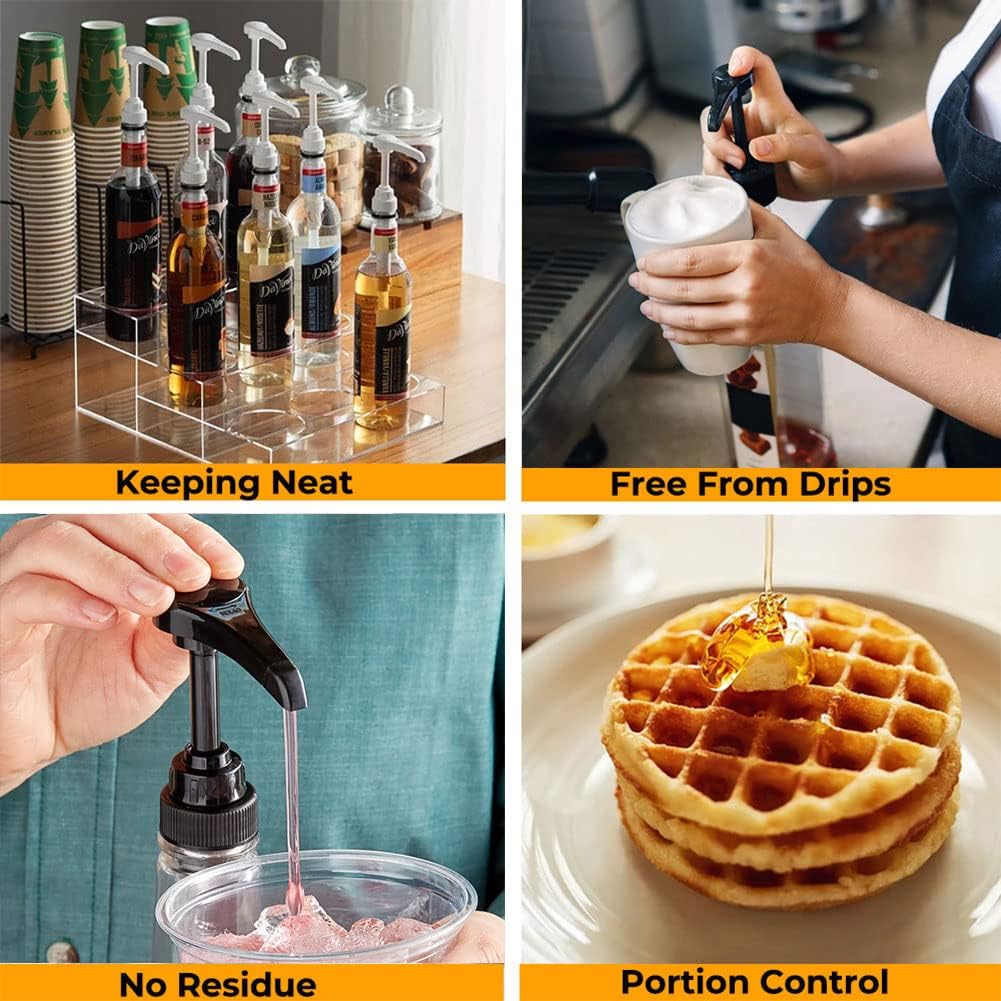 DS BS 4Pack Syrup Pump Dispenser Pumps For 750ML Bottles-Black - Image 4
