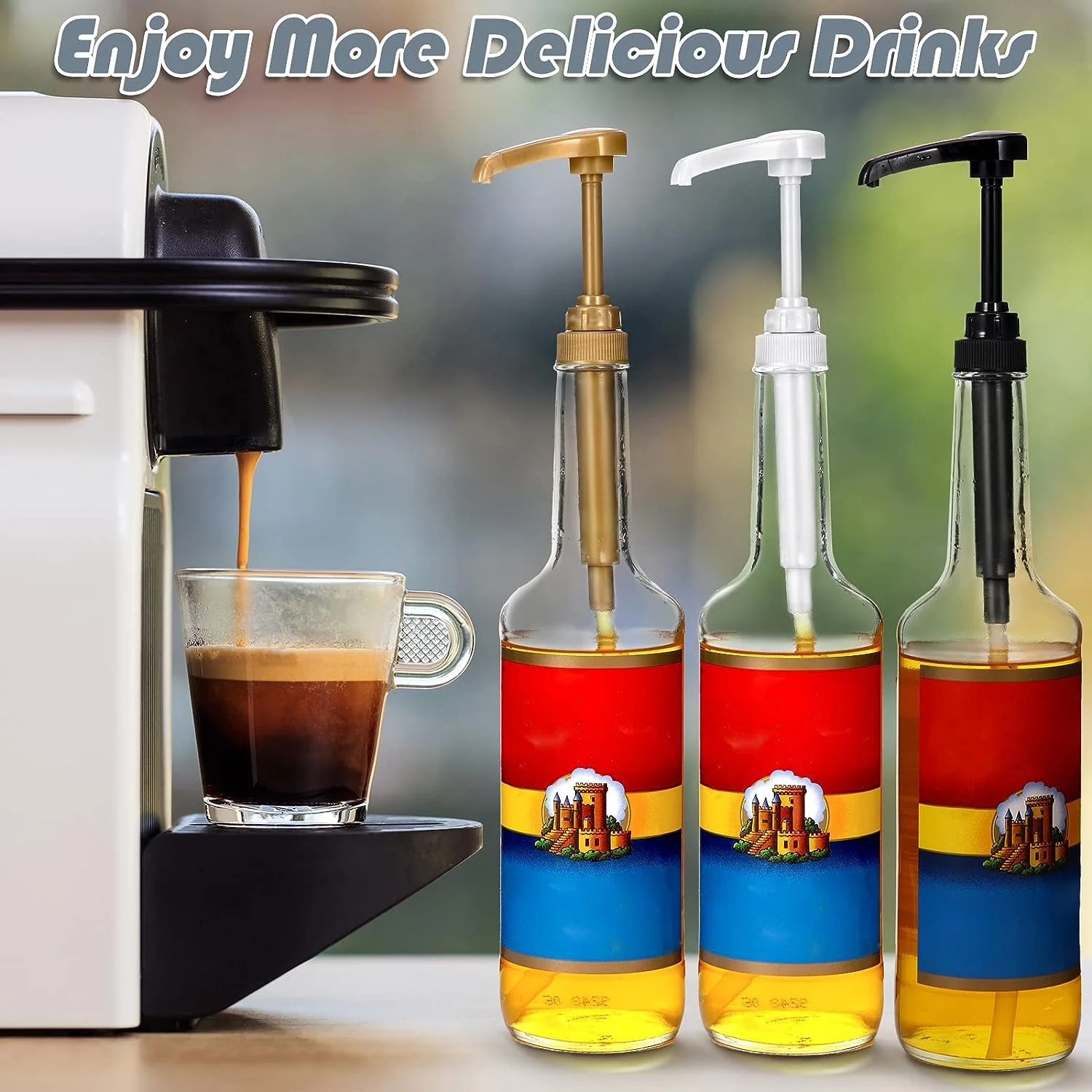 DS BS 4Pack Syrup Pump Dispenser Pumps For 750ML Bottles-Black - Image 8