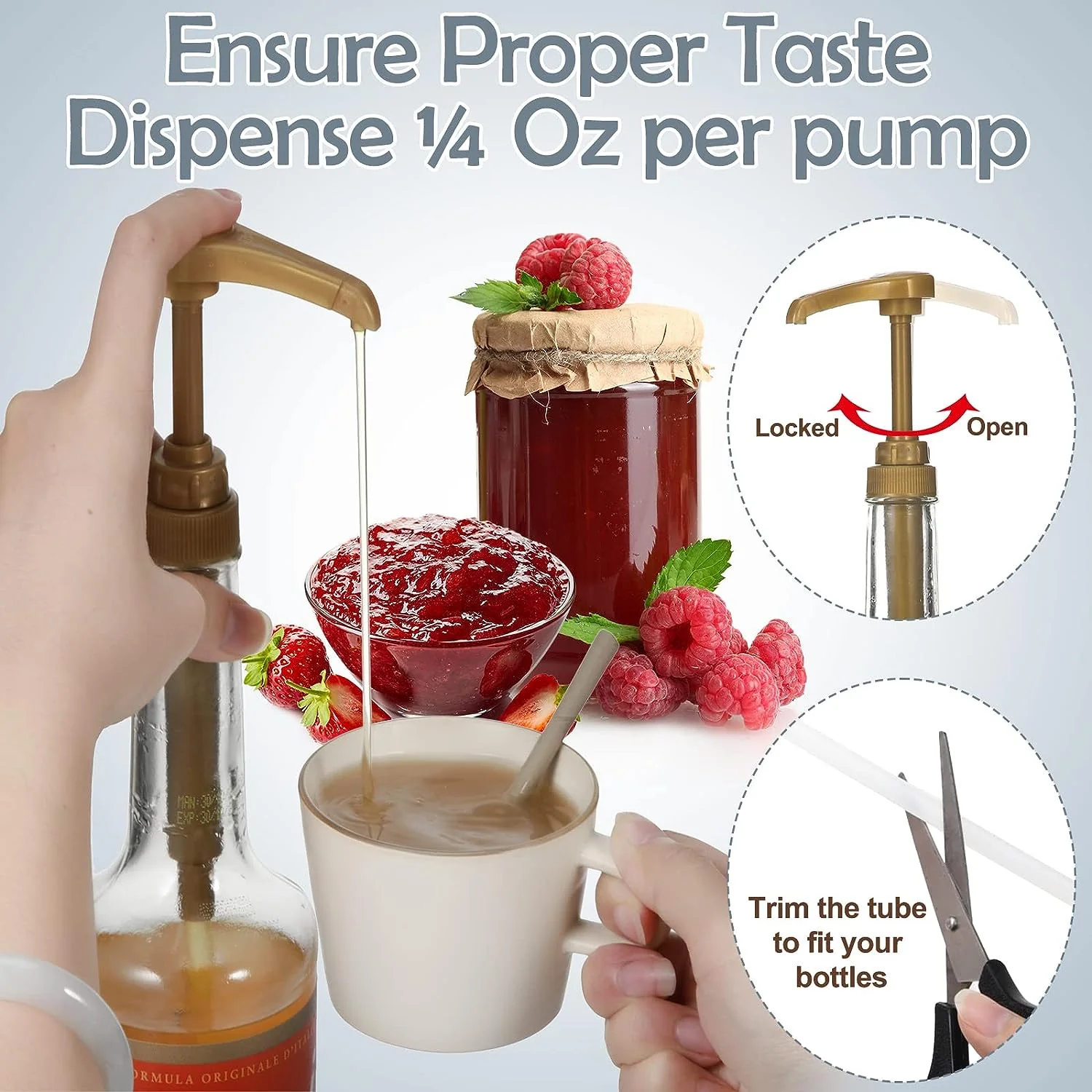 DS BS 4Pack Syrup Pump Dispenser Pumps For 750ML Bottles-Black - Image 9