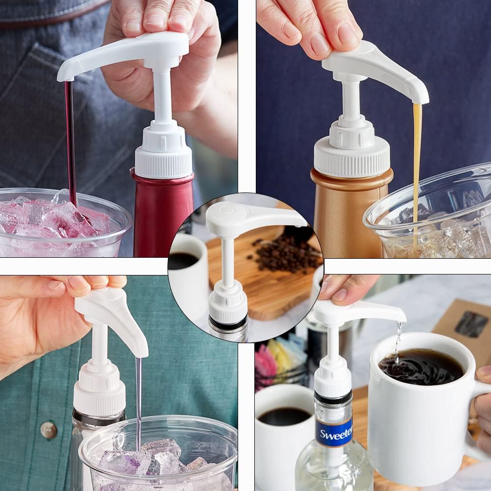 DS BS 4Pack Syrup Pump Dispenser Pumps For 750ML Bottles-White - Image 4
