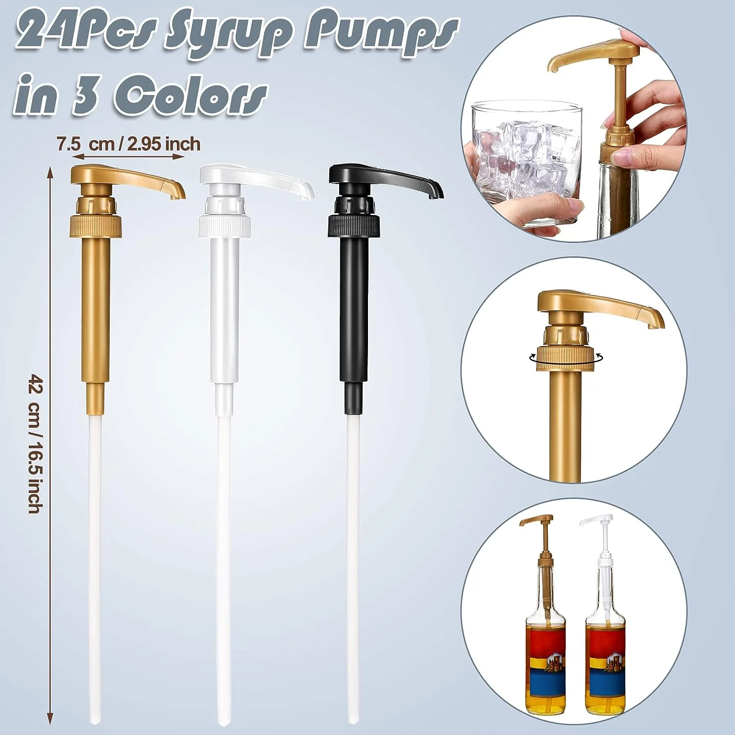 DS BS 4Pack Syrup Pump Dispenser Pumps For 750ML Bottles-White - Image 6