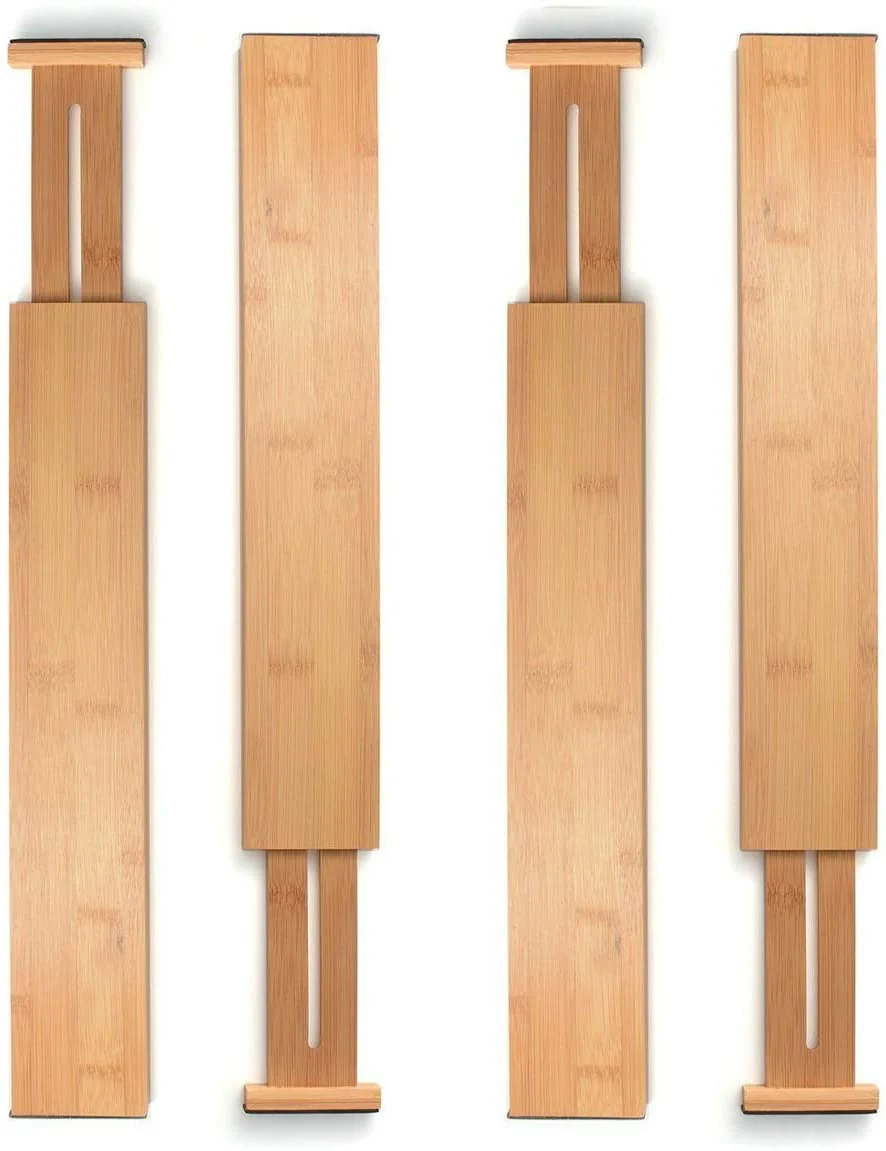 DS BS 4pcs Bamboo Expandable Adjustable Drawer Dividers Organizers - Image 5