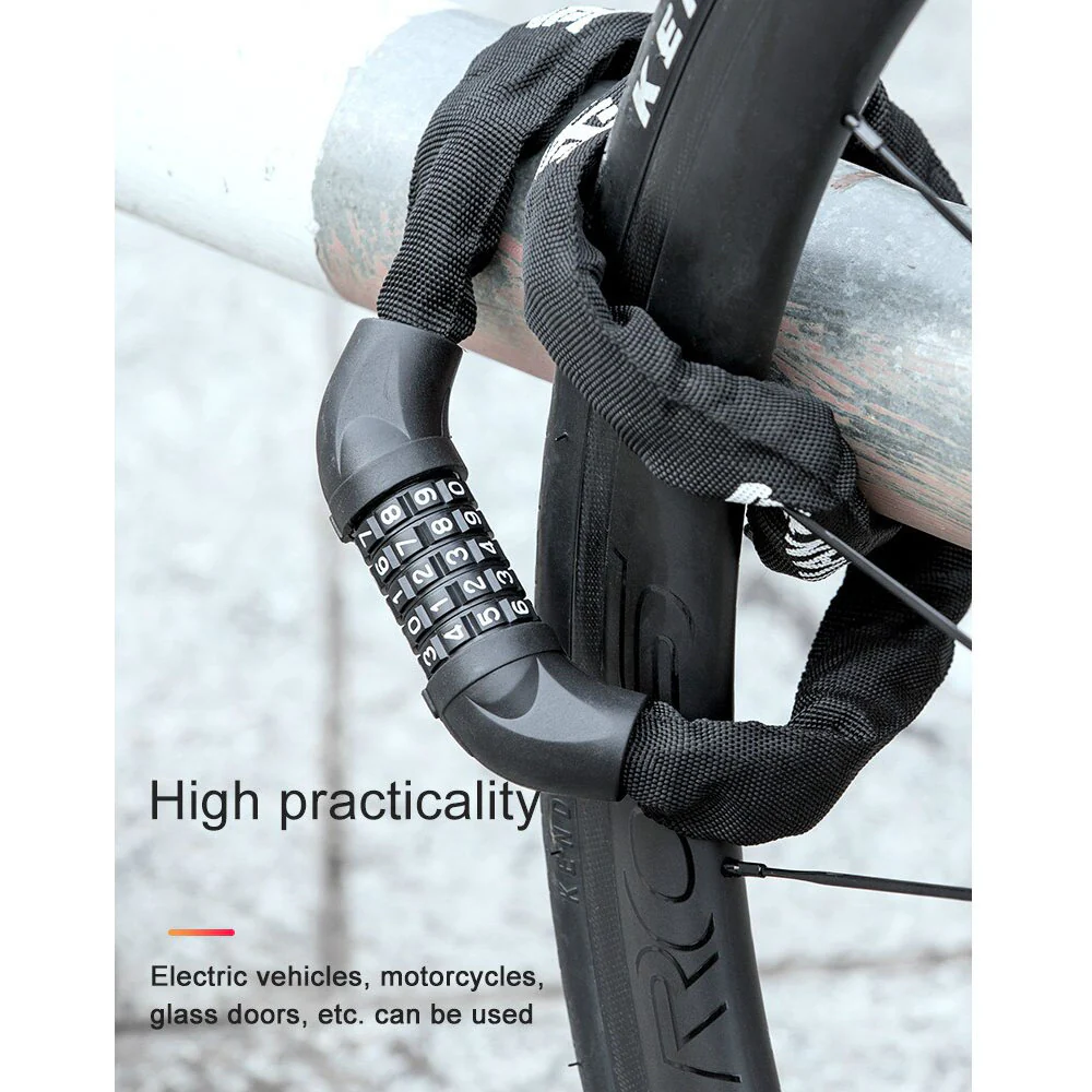 DS BS 5 Digit Combination Anti Theft Bicycle Chain Lock-Black - Image 2