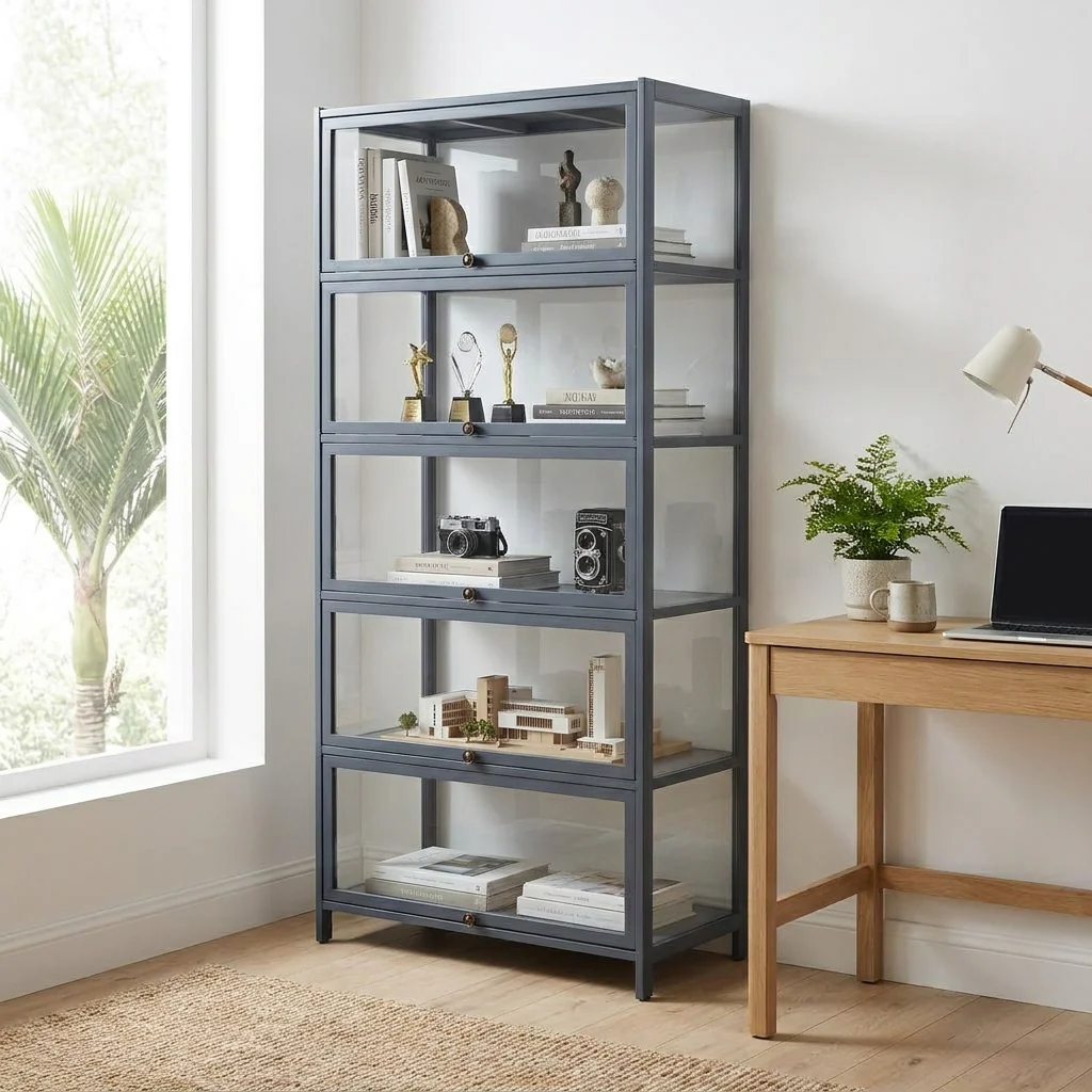 DS BS 5-Tier Tall Display Cabinet | Gray, 80cm length - Image 3