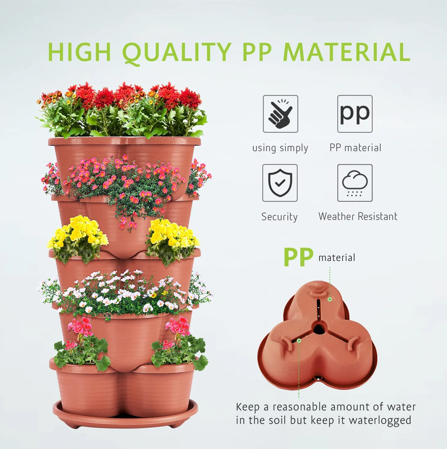 DS BS 5 Tier Vertical Stackable Planter - Image 7