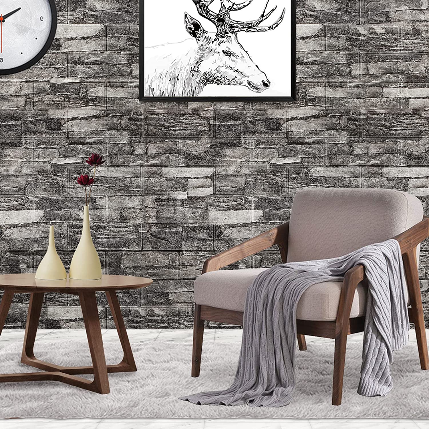 DS BS 5Pcs 3D Brick Self Adhesive Wallpaper Panels 70X75CM-Marble - Image 5