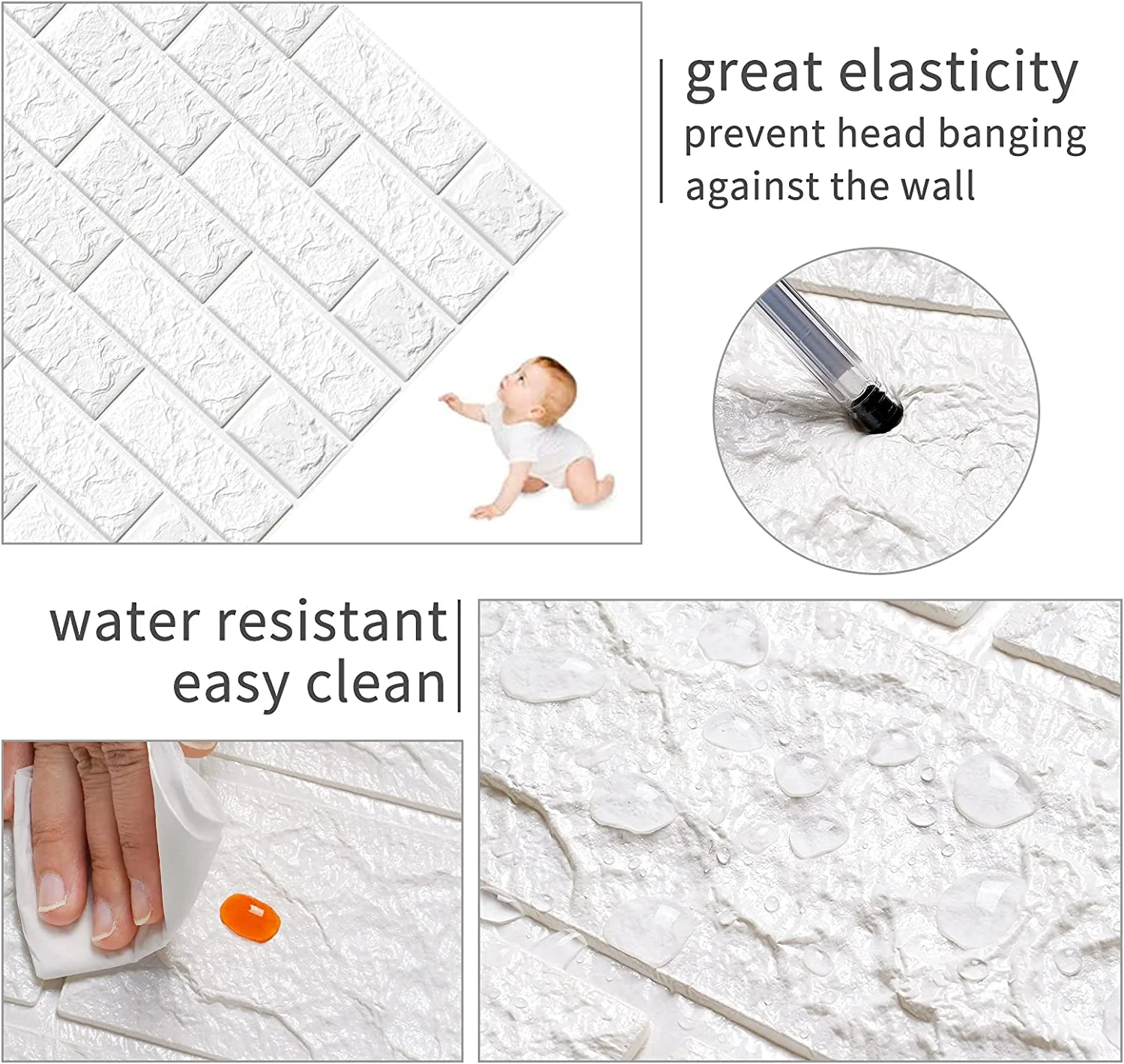 DS BS 5Pcs 3D Brick Self Adhesive Wallpaper Panels 70X75CM-Marble - Image 7