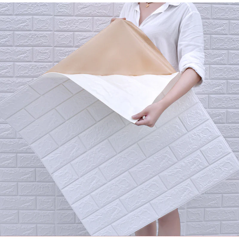 DS BS 5Pcs 3D Brick Self Adhesive Wallpaper Panels 70X75CM-White - Image 6