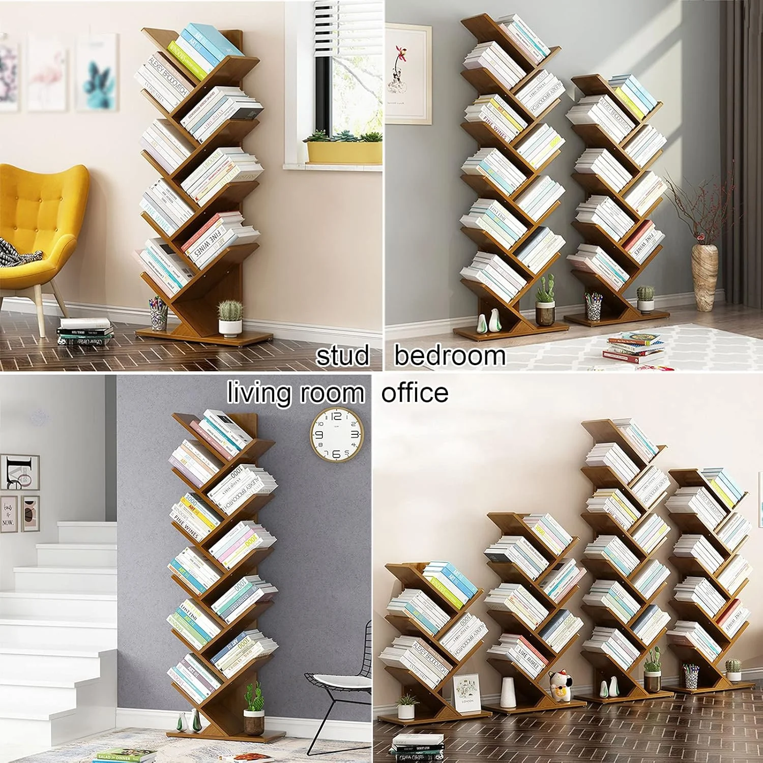 DS BS 6 Layer Tree Shape Bamboo Bookshelves - Image 9