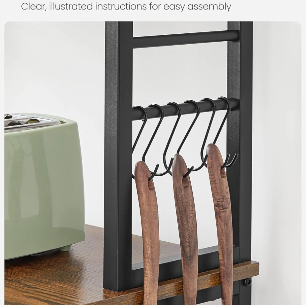 DS BS 6-Tier Kitchen Microwave Oven Rack - Rustic Brown - Image 7
