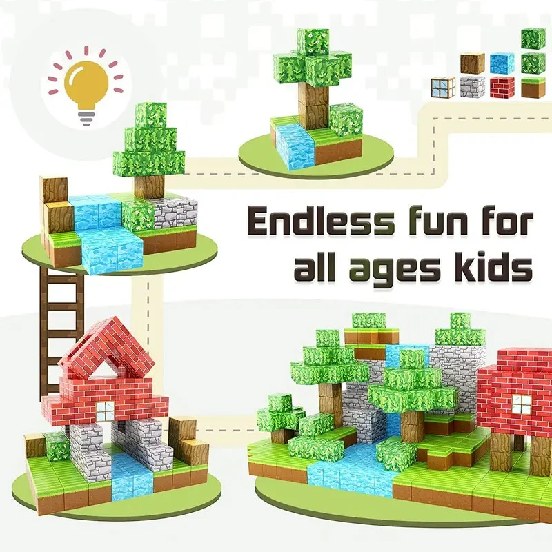 DS BS 64 PCS Magnetic Cube Block Set Construction Toy - Image 3