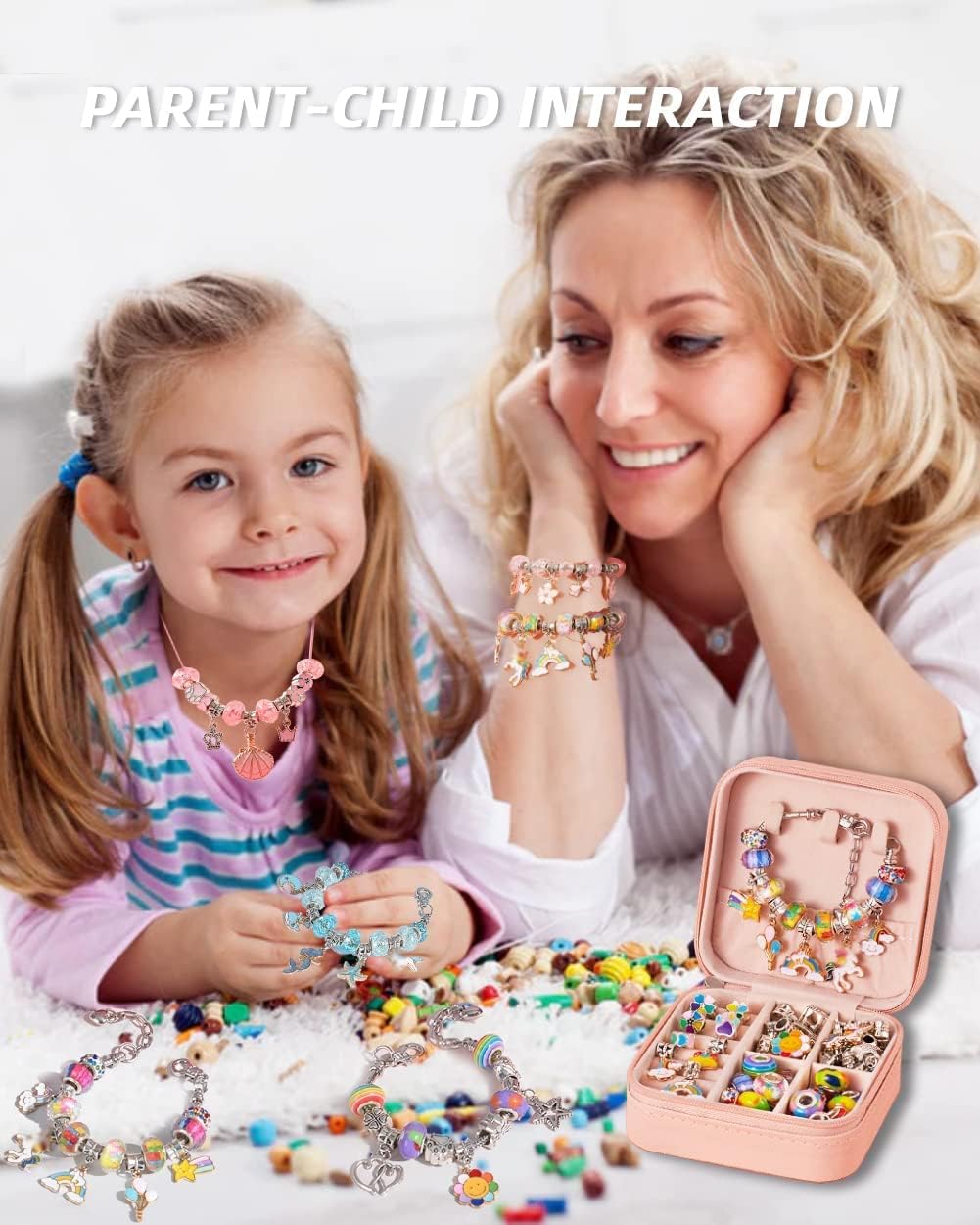 DS BS 66Pcs Charm Bracelet Making Kit for Girls-Pink - Image 6