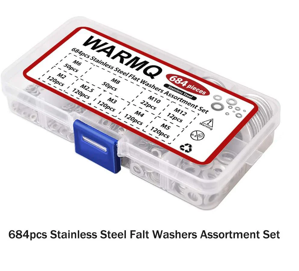 DS BS 684Pcs 304 Stainless Steel Flat Washers Assortment Washers Hardware Set - Image 2