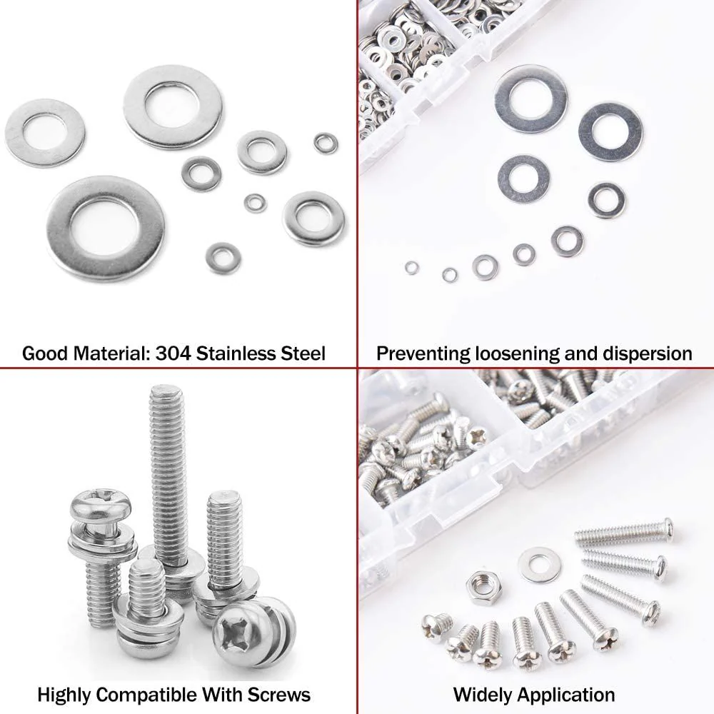 DS BS 684Pcs 304 Stainless Steel Flat Washers Assortment Washers Hardware Set - Image 3