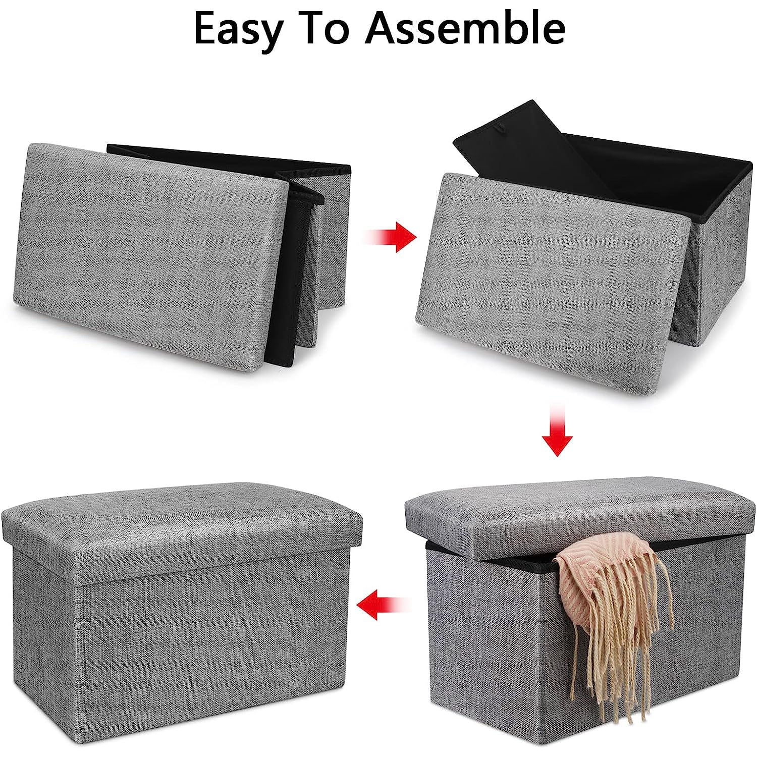 DS BS 76CM Storage Ottoman Double Foot Rest-Grey - Image 6