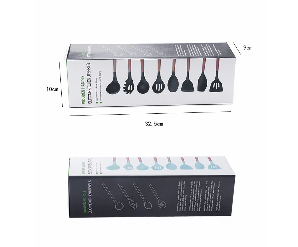 DS BS 9 Piece Wood and Silicone Kitchen Utensil Set - Image 2