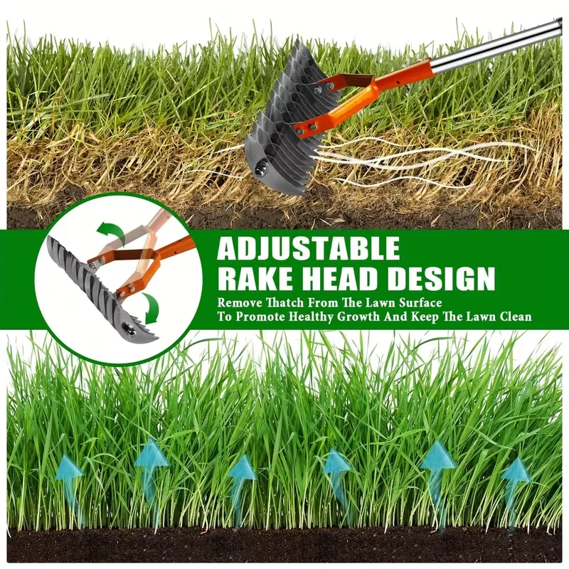 DS BS Adjustable Garden Rake 19 Tine Metal Thatching Rake - Image 5