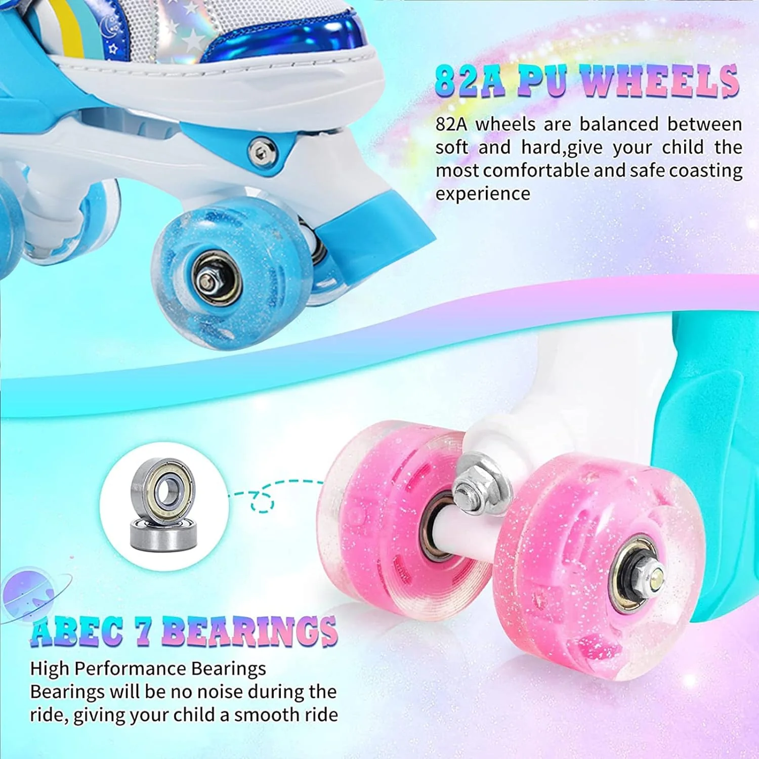 DS BS Adjustable Kids Roller Skates XS Size 27-30 Pink - Image 4