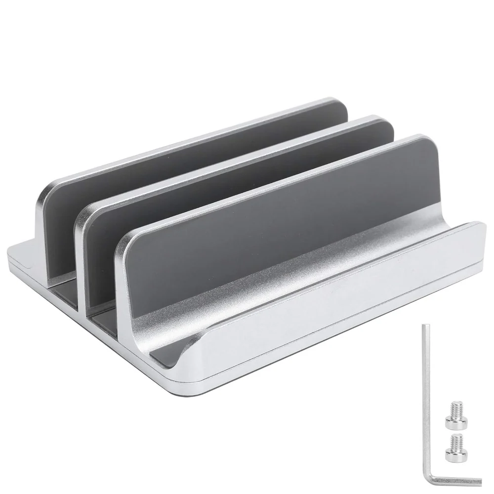 DS BS Adjustable Vertical Laptop Stand Dual Slot Aluminum Holder - Image 2