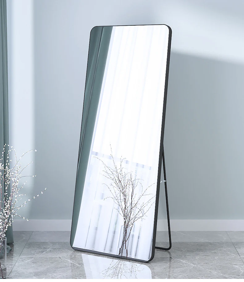 DS BS Aluminum Alloy Frame Full Size Body Mirror 165x60CM-Black - Image 3