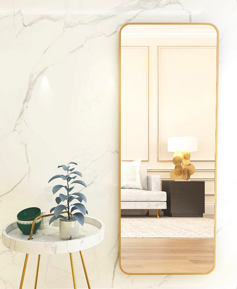 DS BS Aluminum Alloy Frame Full Size Body Mirror 165x60CM-Gold - Image 2