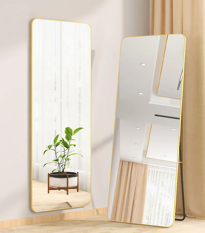 DS BS Aluminum Alloy Frame Full Size Body Mirror 165x60CM-Gold - Image 3