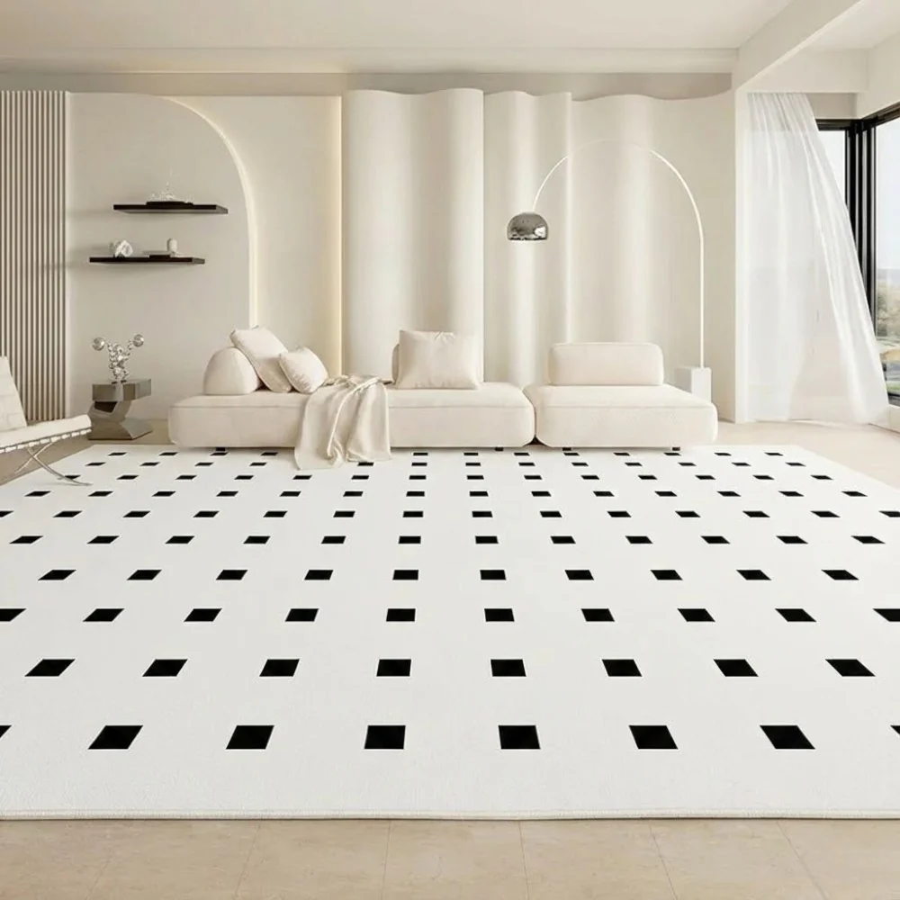 DS BS Area Rug 120x160cm Modern Minimalist Living Room Carpet - Pure White Grid - Image 6