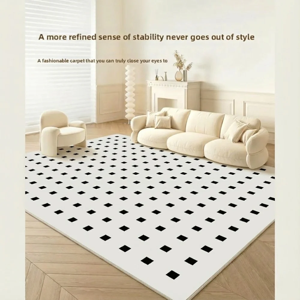 DS BS Area Rug 120x160cm Modern Minimalist Living Room Carpet - Pure White Grid - Image 9