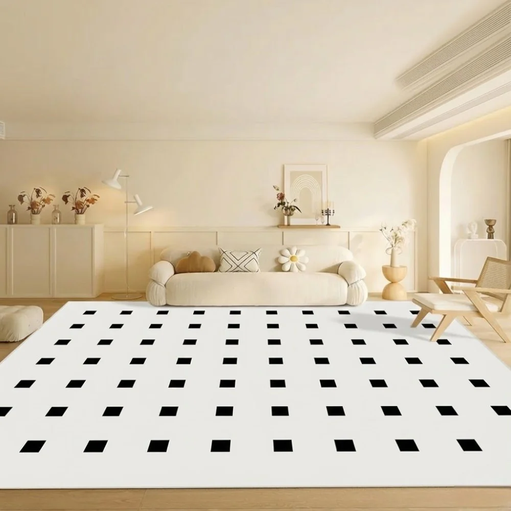 DS BS Area Rug 200x300cm Modern Minimalist Living Room Carpet - Pure White Grid - Image 8