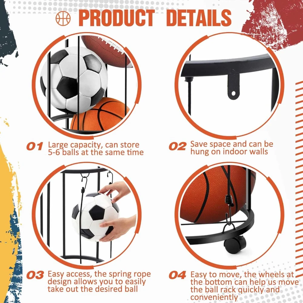 DS BS Ball Storage Rack – Steel Vertical Organizer - Image 7