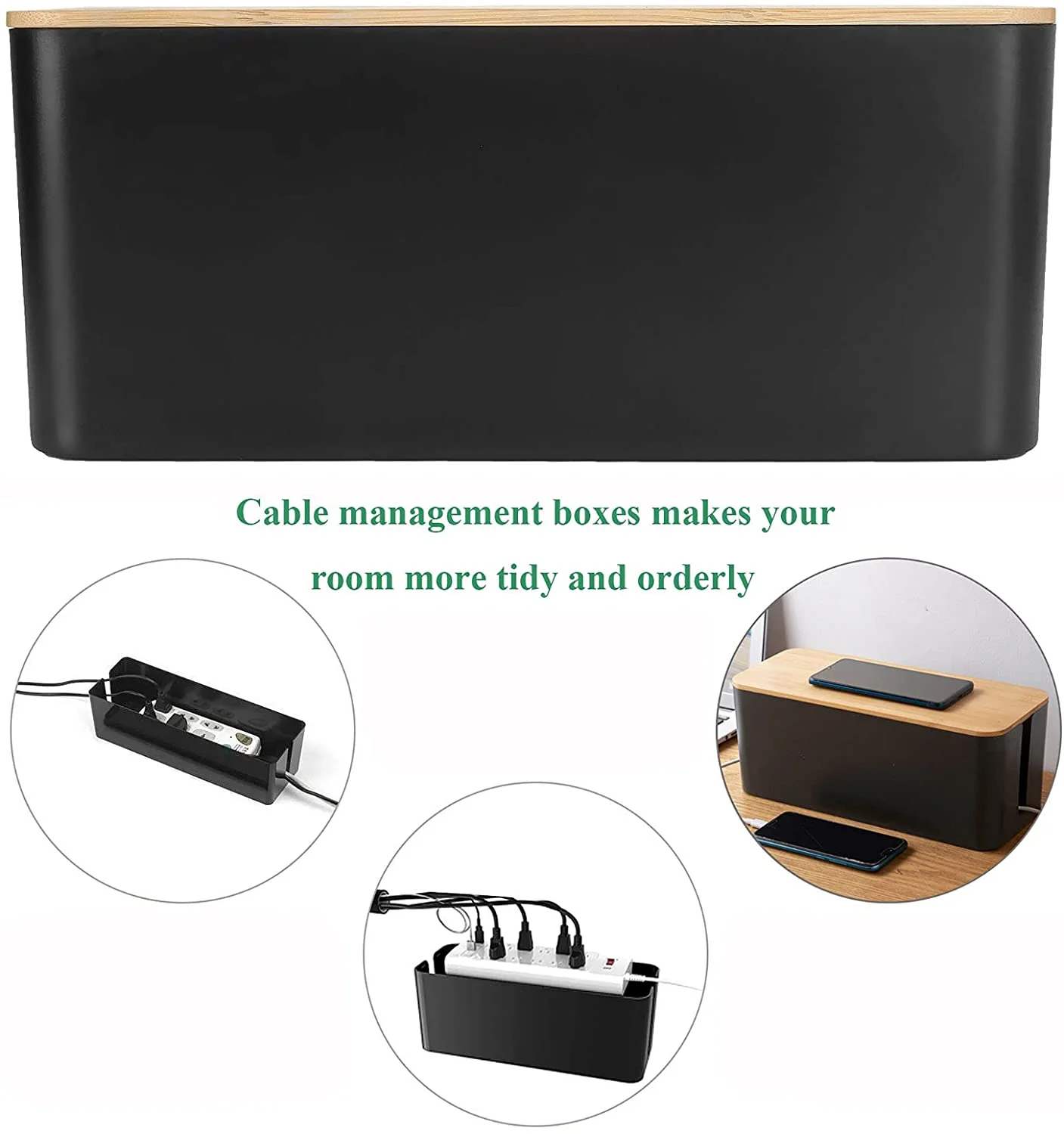 DS BS Cable Management Box with Bamboo Lid-XL - Image 7