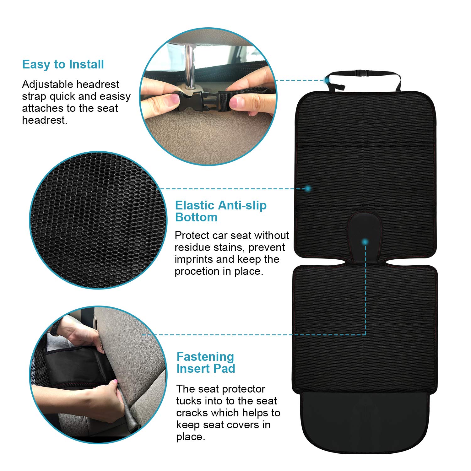DS BS Car Seat Protector for Child Car Seat with Mesh Pockets - Image 2