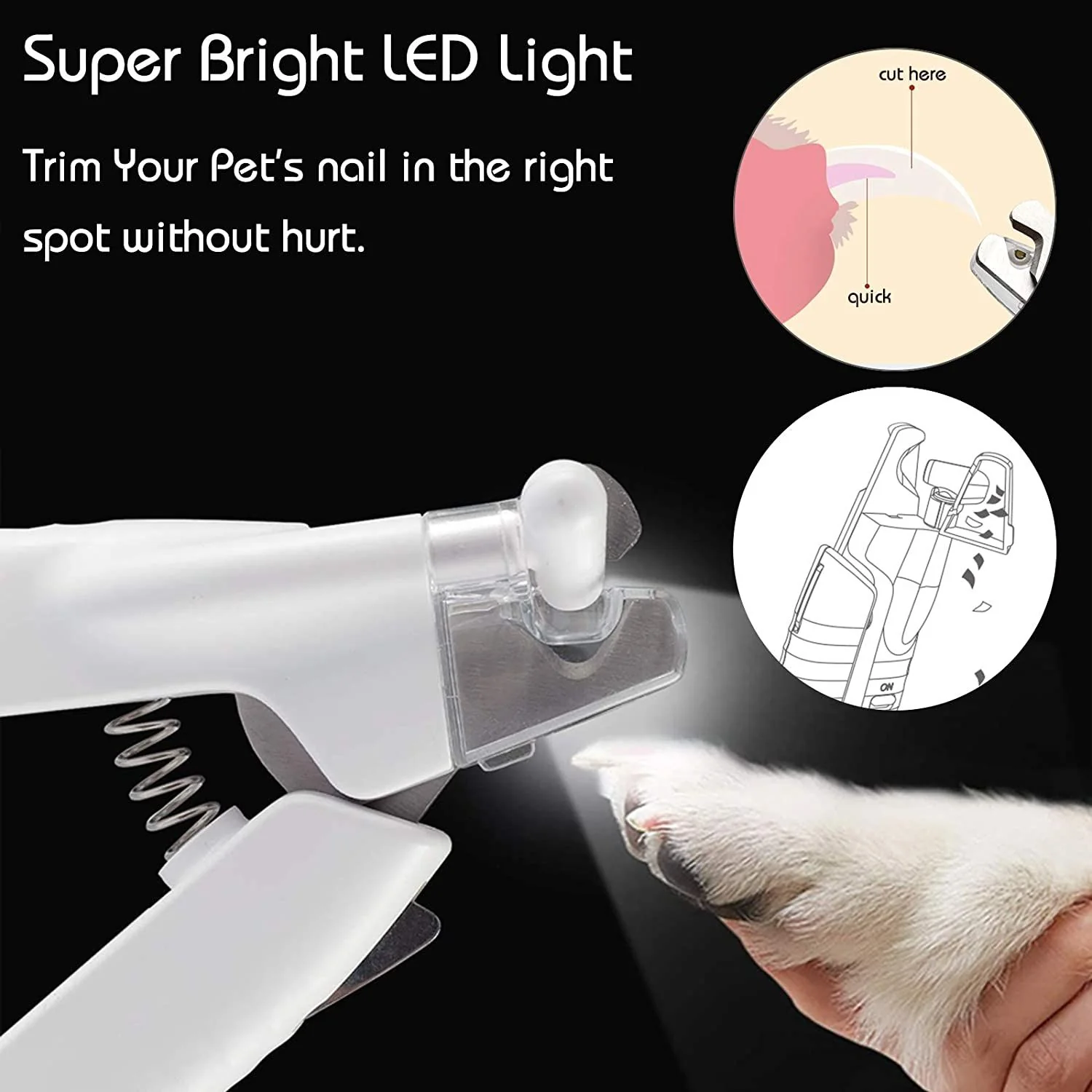 DS BS Cat Dog LED Light Nail Clippers with Nail File - Image 6