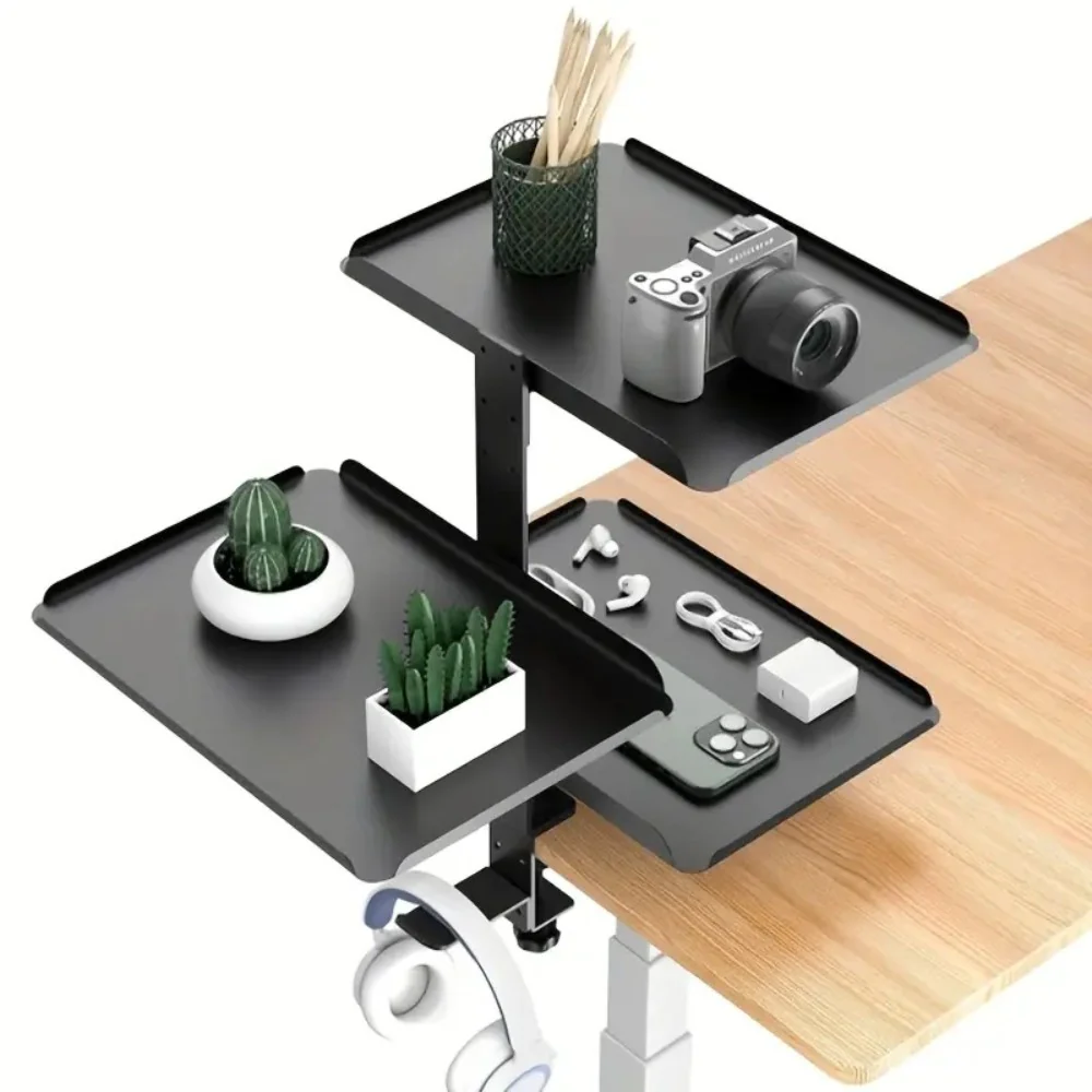 DS BS Clamp On Desk Shelf with 3 Adjustable Trays-Black - Image 6