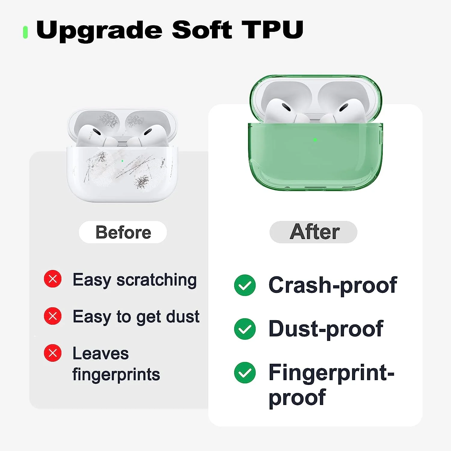 DS BS Compatible Airpods Pro2 Case-Clear Green - Image 4