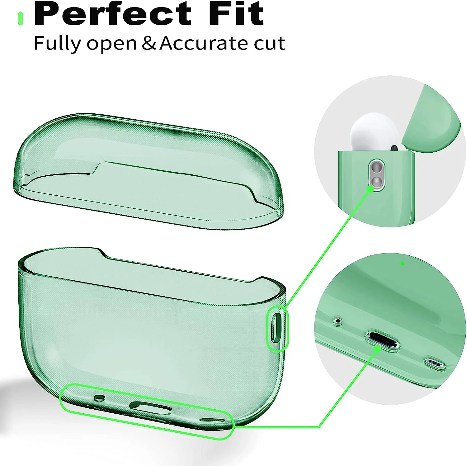 DS BS Compatible Airpods Pro2 Case-Clear Green - Image 5