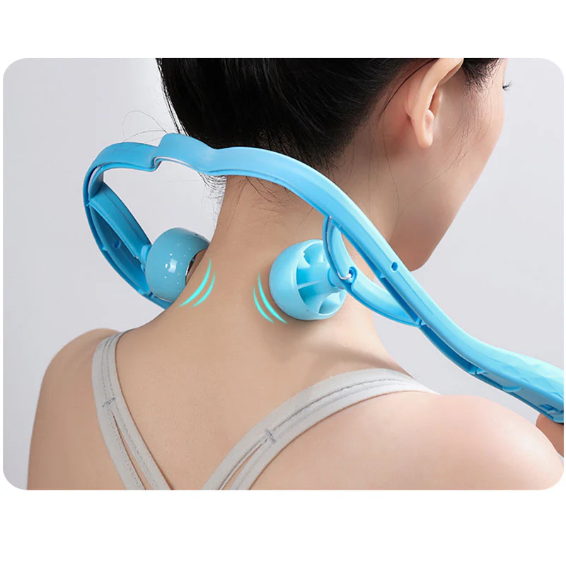 DS BS Dual Trigger Neck Shoulder Point Roller Pulse Massager-Gray - Image 2
