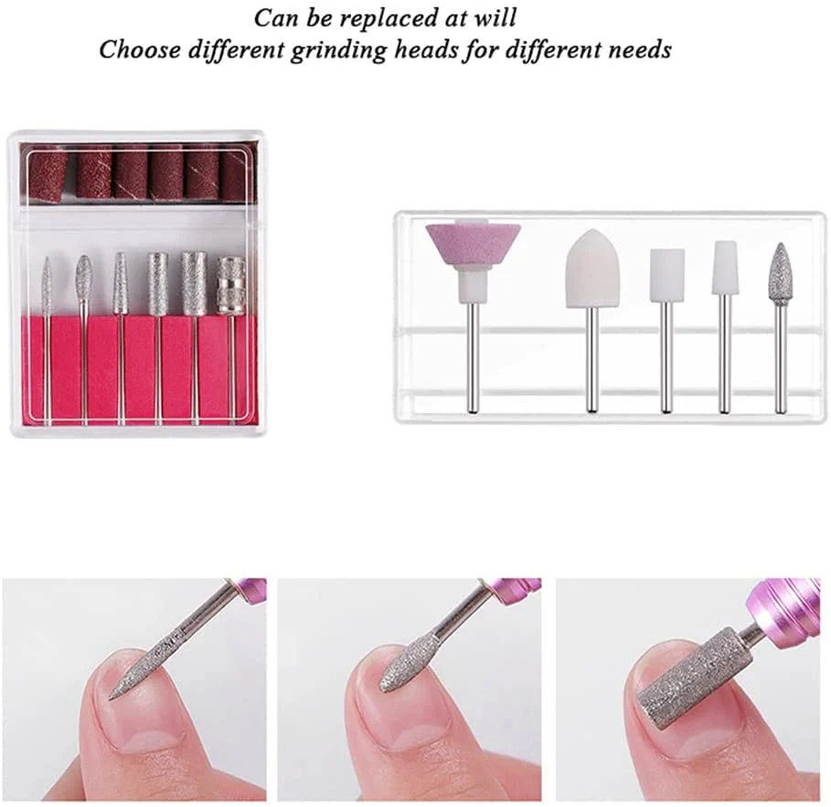 DS BS Electric Nail Polisher with 11 Pcs Drill Bit-Gold - Image 2