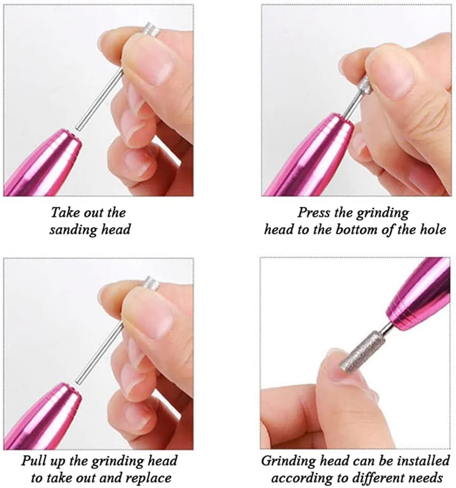DS BS Electric Nail Polisher with 11 Pcs Drill Bit-Gold - Image 3