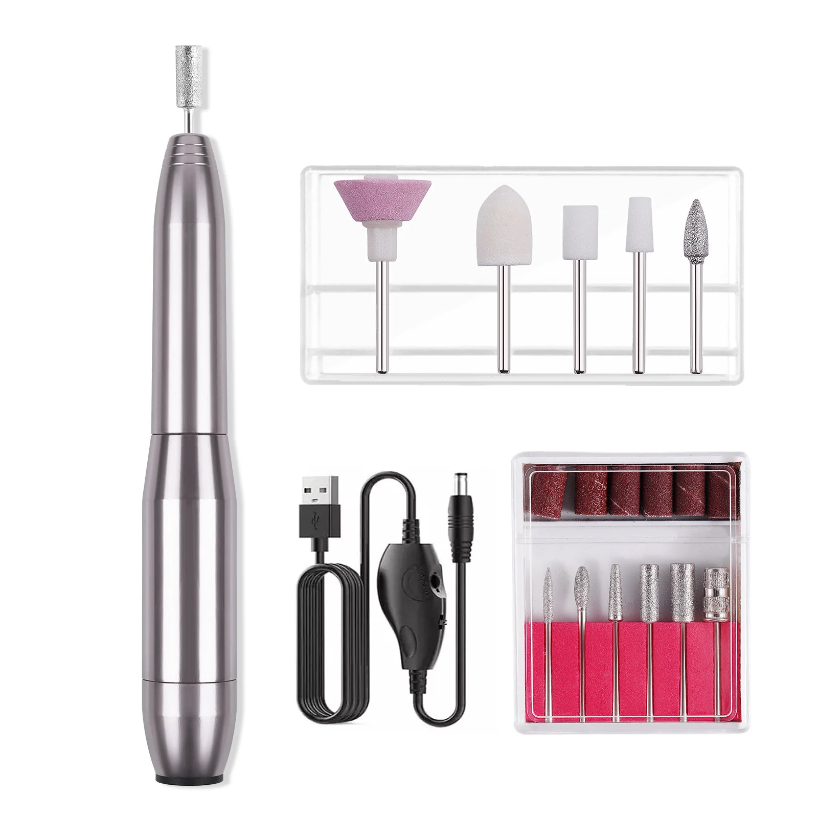 DS BS Electric Nail Polisher with 11 Pcs Drill Bit-Gold - Image 6