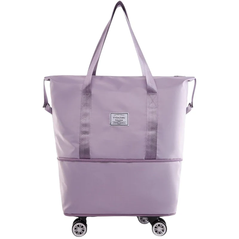 DS BS Expandable foldable duffel bag suitcase with Removable Wheels S -Purple - Image 5
