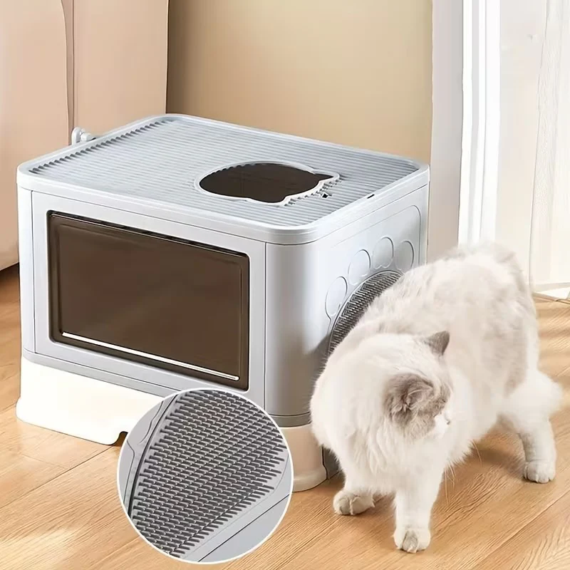 DS BS Foldable Cat Litter Box with Drawer, Enclosed Cat Toilet with Top Exit - Image 8