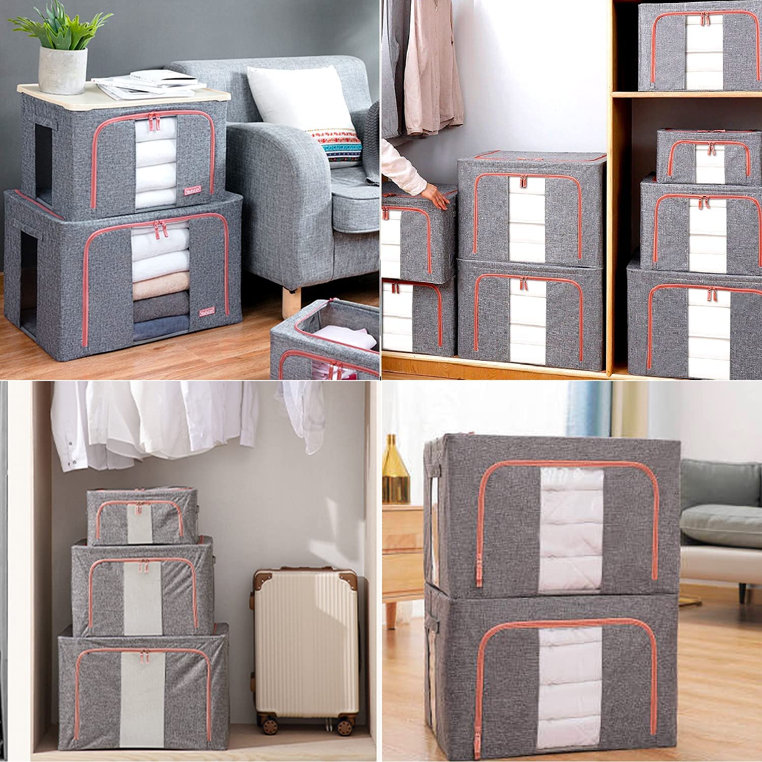 DS BS Foldable Steel Frame Clear Window Storage Bins Box-66L - Image 4