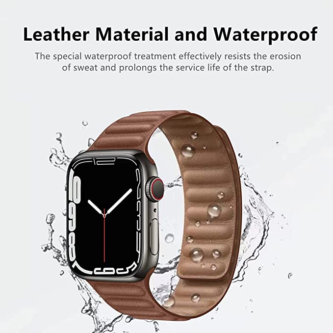 DS BS Full Grain Leather Magnetic Band for Apple Watch Band for 38/40/41MM-Brown - Image 3