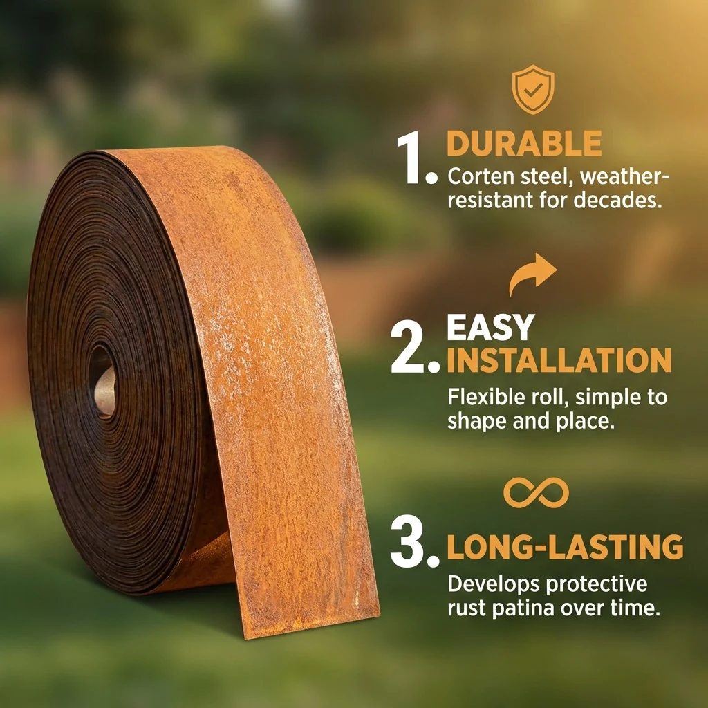 DS BS Garden Edging Flexible Rusty Metal Landscape Border - 5m - Image 7