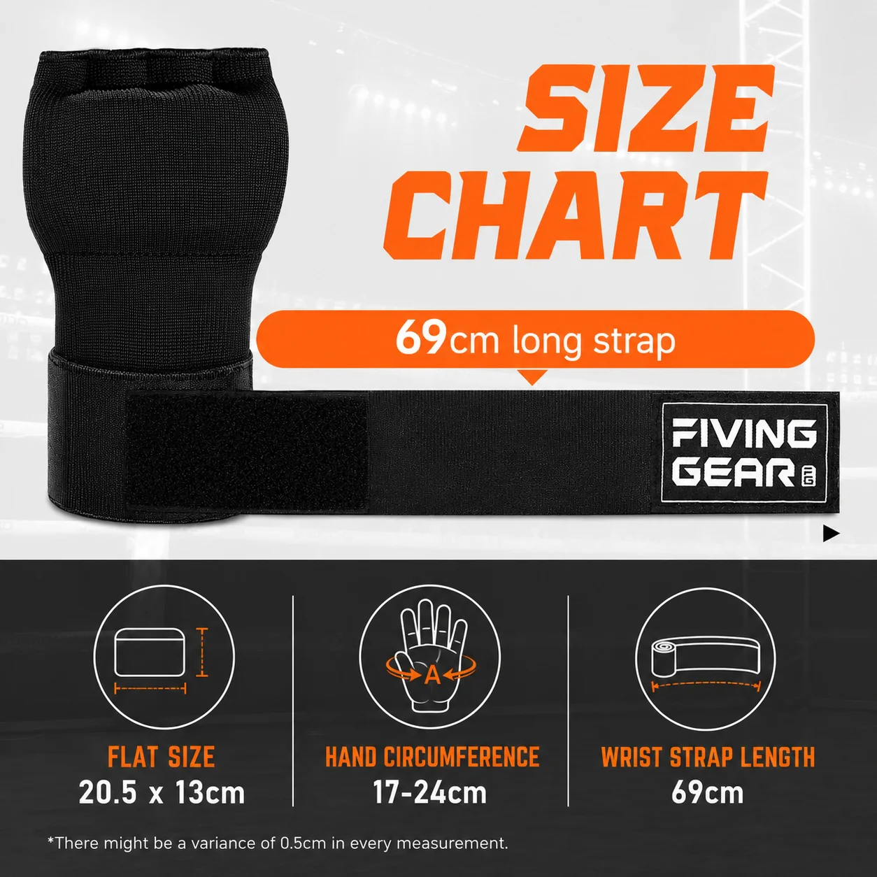 DS BS Half Finger Gel Boxing Hand Wraps | Black - Image 4