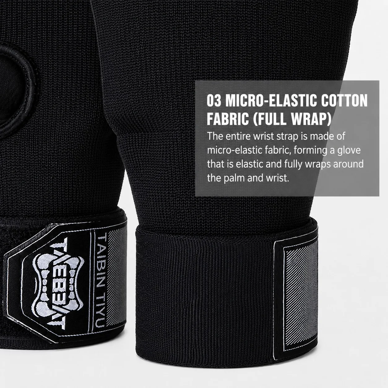 DS BS Half Finger Gel Boxing Hand Wraps | Black - Image 7