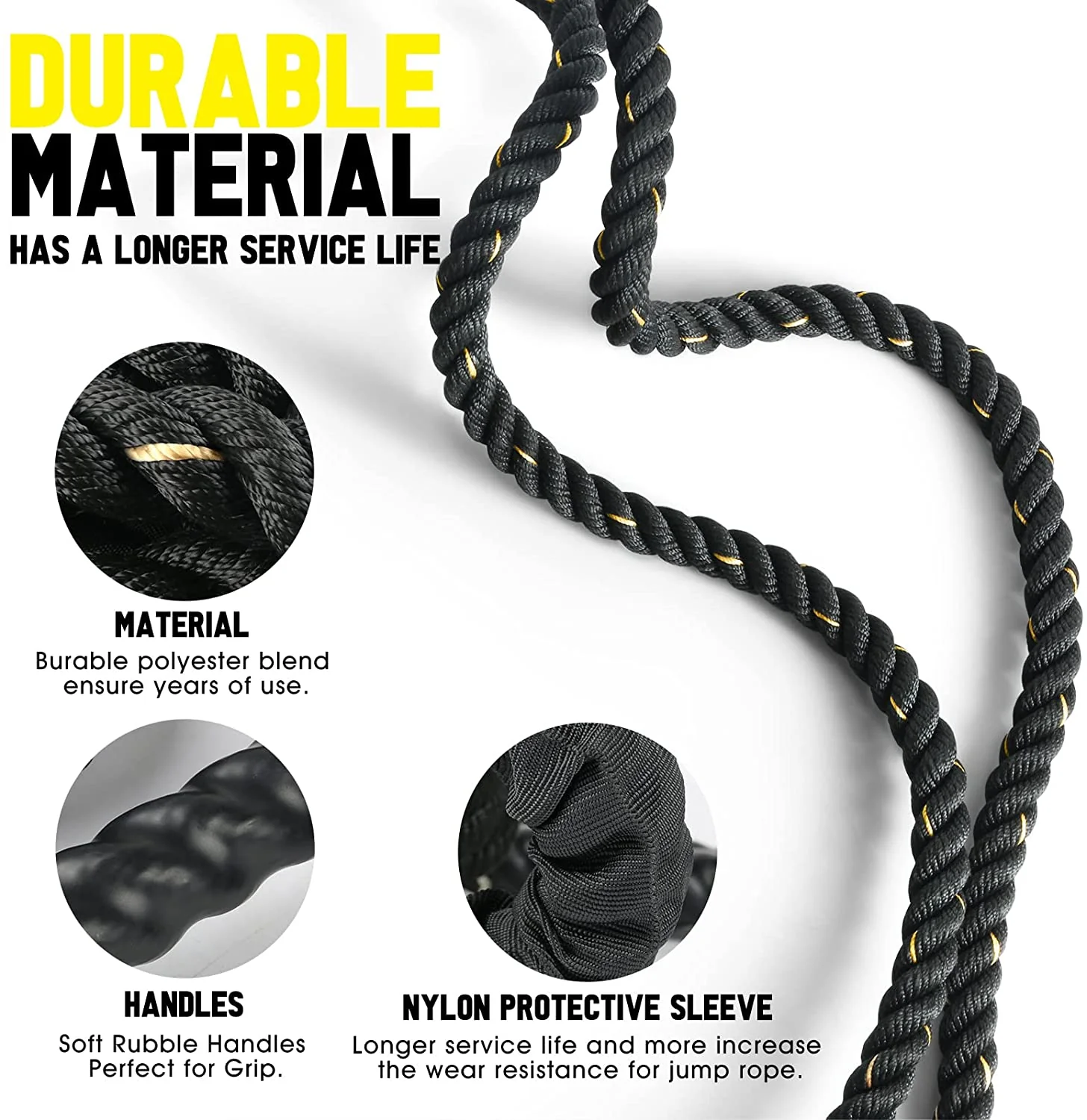 DS BS Heavy Battle Ropes Weighted Fitness Jump Rope 3.8x280cm - Image 3