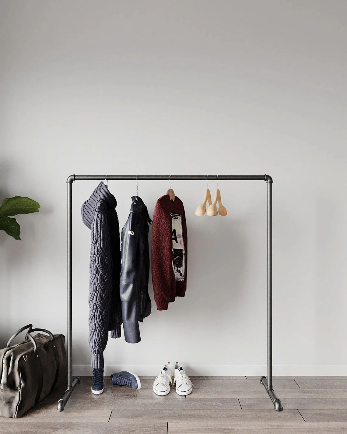 DS BS Industrial Freestanding Pipe Clothing Rack 150X150cm-Black - Image 6