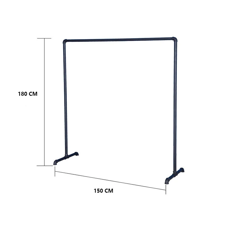 DS BS Industrial Freestanding Pipe Clothing Rack 180X150cm-Black - Image 3